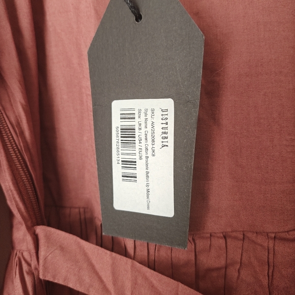 NWT Disturbia Cavern Cotton Broderie Button Up Midaxi Dress - Picture 11 of 13